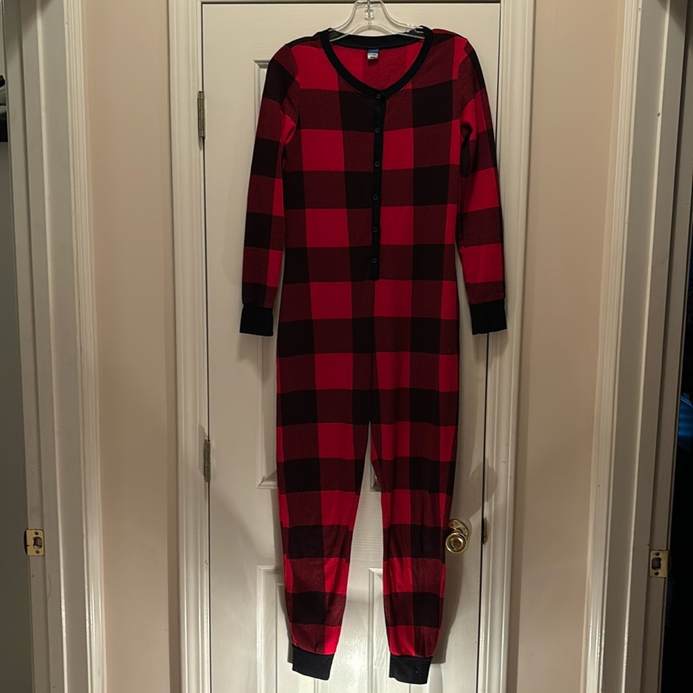 Old Navy Buffalo Plaid Thermal onesie pajamas